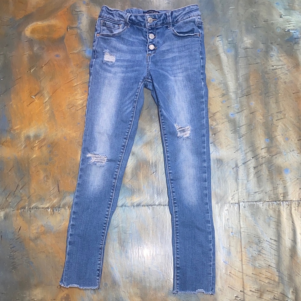 Imperial Star Light Blue Stretchy Distressed Skinny Jeans